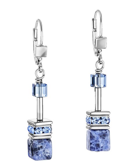 COEUR DE LION GeoCUBE® Earrings sodalite & haematite blue 4017/20-0700