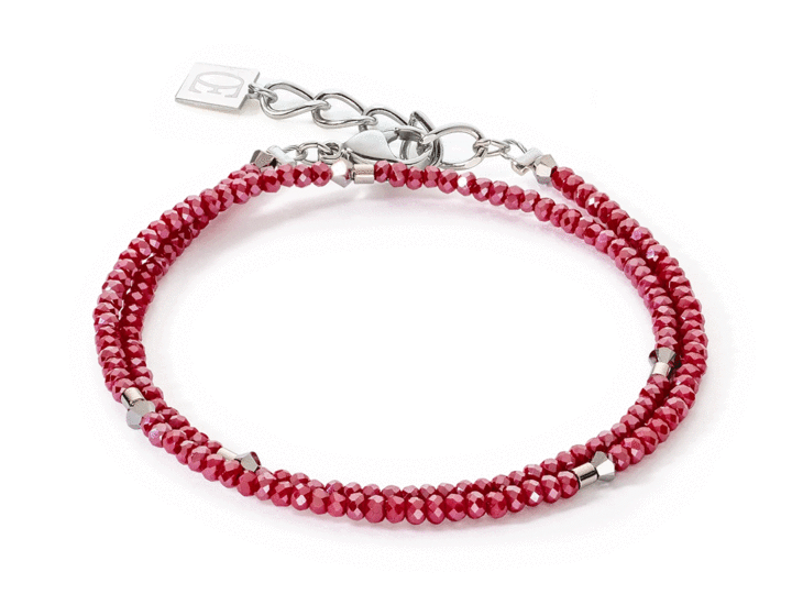 Coeur de Lion Sparkling Dot Delicate Bracelet Rose Silver & Red 5033/30-0300