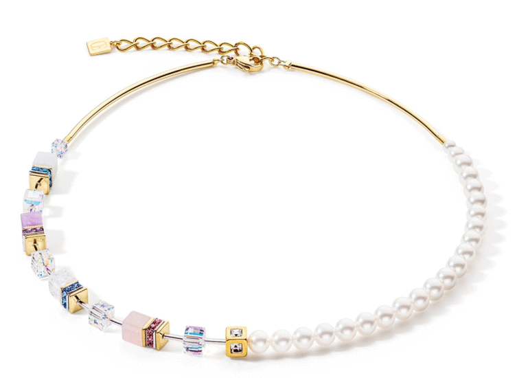 Coeur de Lion GeoCUBE® Precious Fusion Pearls necklace multicolour pastel 5086/10-1522