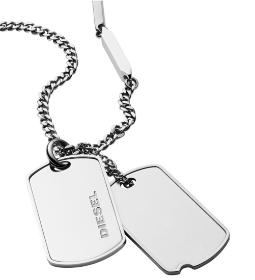 DIESEL Stainless Steel Double Dog Tag Necklace DX1173040