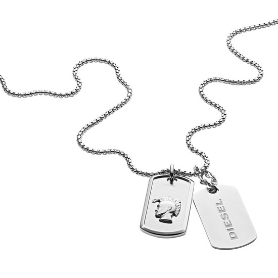 DIESEL Stainless Steel Double Dog Tag Necklace DX1210040