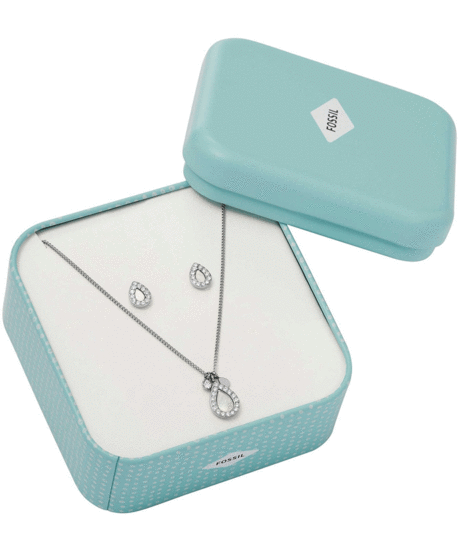 Fossil Mothers Day Mother-of-Pearl Stainless Steel Pendant Necklace and Earrings Set JF03765040