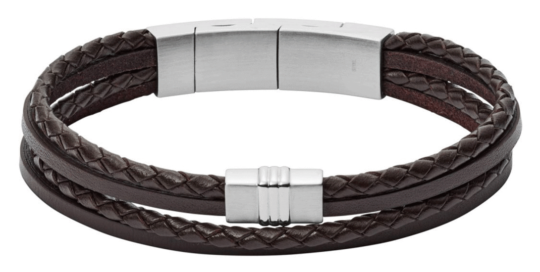 FOSSIL BROWN MULTI-STRAND BRAIDED LEATHER BRACELET JF02934040