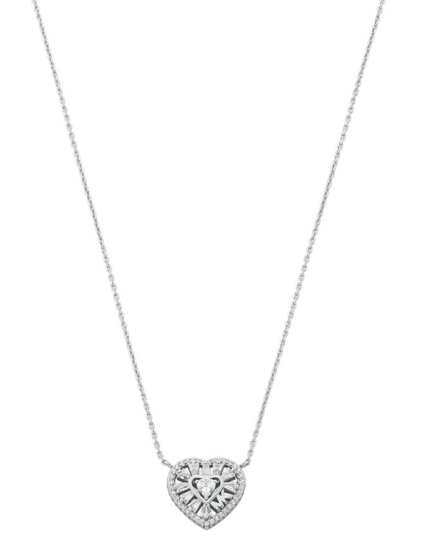 Michael Kors Precious Metal-Plated Sterling Silver Pavé Heart Necklace MKC1689CZ040