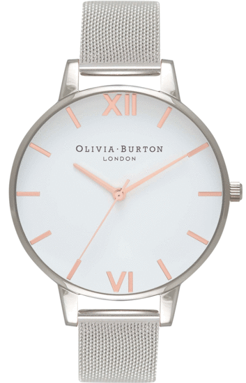 OLIVIA BURTON White Dial Rosegold Silver Mesh Watch OB16BD97