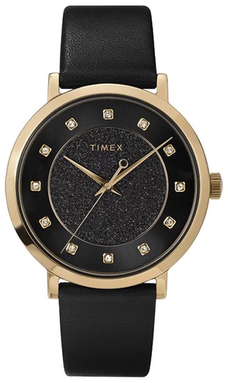 TIMEX Celestial Opulence with Swarovski® Crystals 38mm Leather Strap Watch TW2U41200