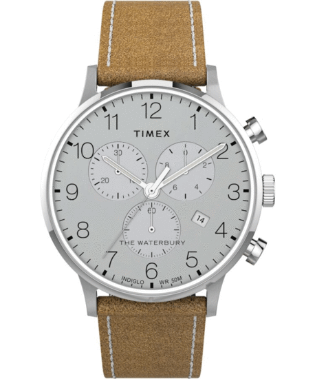 TIMEX Waterbury Classic Chronograph 40mm Leather Strap Watch TW2T71200