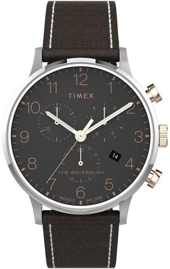 TIMEX Waterbury Classic Chronograph 40mm Leather Strap Watch TW2T71500