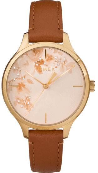 TIMEX Crystal Bloom 36mm Leather Strap Watch TW2R66900