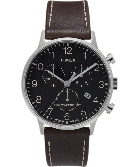 TIMEX Waterbury Classic Chronograph 40mm Leather Strap Watch TW2T28200