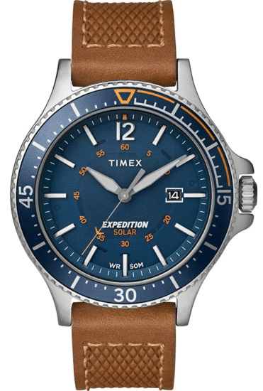 TIMEX Expedition Ranger Solar 43mm Leather Strap Watch TW4B15000