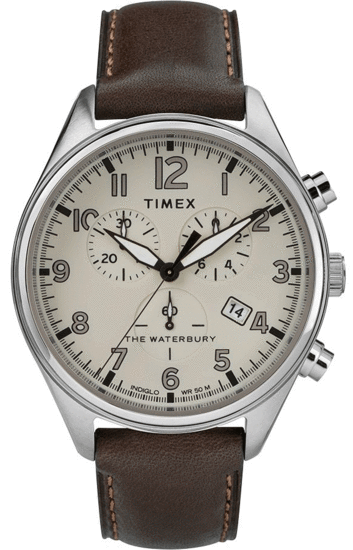 TIMEX Waterbury Traditional Chronograph 42mm Leather Strap Watch TW2R88200