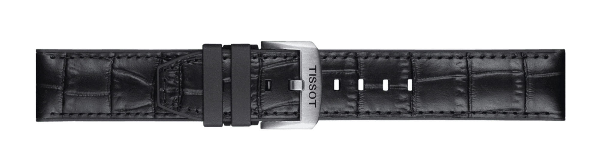 TISSOT T852.046.761 OFFICIAL BLACK LEATHER AND RUBBER PARTS STRAP LUGS 22 MM