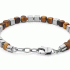 FOSSIL SQUARE TIGER'S EYE AND STAINLESS STEEL BEADED BRACELET JF03132040