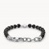 FOSSIL Black Agate and Stainless Steel Beaded Bracelet JF03121040