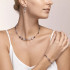 Coeur de Lion Necklace GeoCUBE® big Swarovski® Crystals, Botswana agate & stainless steel rose gold-silver 5061/10-1631