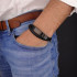 DOUBLED BLACK LEATHER BRACELET WITH BLACK STAINLESS STEEL PLATE BY MENVARD MV1029